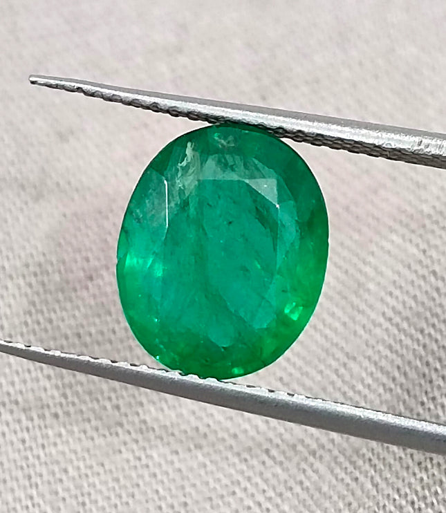 Zambian Emerald 2.68ct Vivid Green Certified Natural Oval Cut Loose Stone
