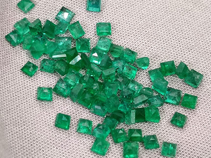 9.56ct Natural Panjshir Emerald Parcel Vivid Deep Green Princess Cut mm size Loose Gemstones