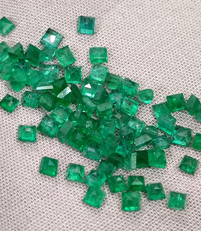 9.56ct Natural Panjshir Emerald Parcel Vivid Deep Green Princess Cut mm size Loose Gemstones