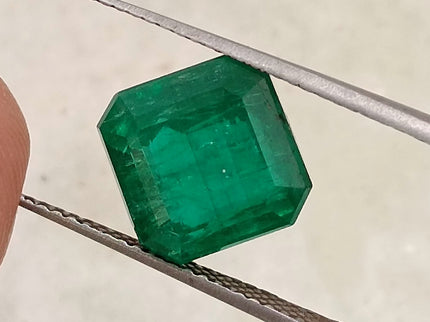 4.78ct Exceptional Top Vivid Green Zambian Emerald, Certified Natural Octagon Cut Loose Gemstone