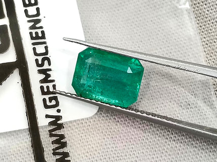 2.93ct Zambian Emerald, Natural Certified Medium bluish Green Octagon Cut Gemstone