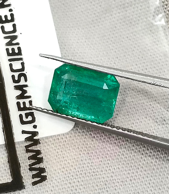 2.93ct Zambian Emerald, Natural Certified Medium bluish Green Octagon Cut Gemstone