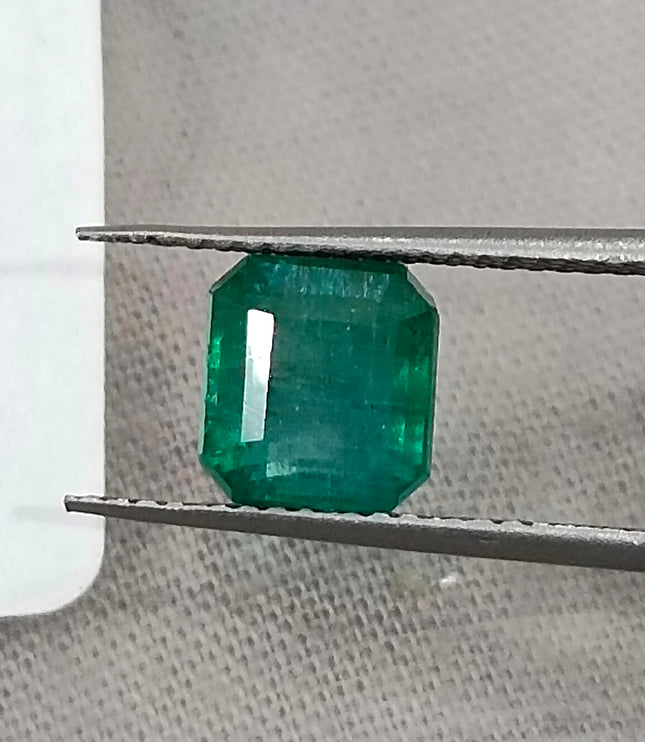 Zambian Emerald 1.87ct Natural Certified Deep Green Octagon Cut Gemstone