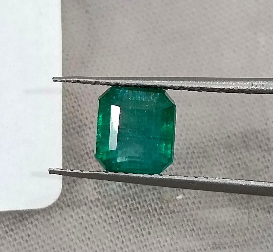 Zambian Emerald 1.87ct Natural Certified Deep Green Octagon Cut Gemstone