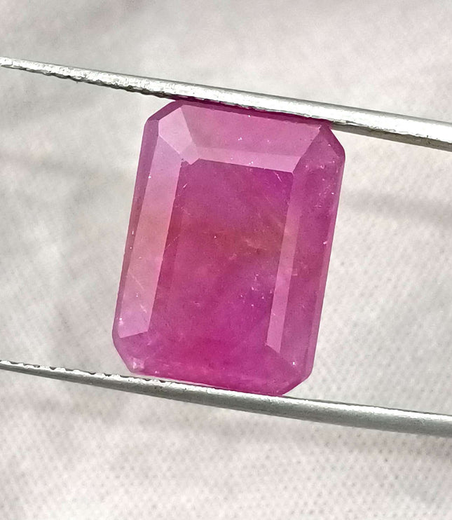 African Ruby 10.80ct Natural Certified Untreated Emerald Cut Loose Gemstone