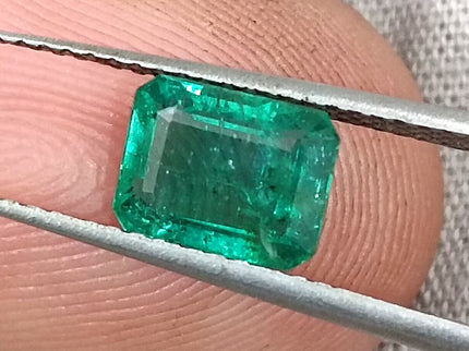 Zambian Emerald 1.27ct Quality Deep green Natural Emerald Cut Gemstone