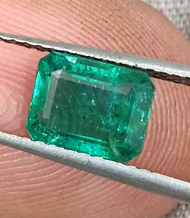 Zambian Emerald 1.27ct Quality Deep green Natural Emerald Cut Gemstone