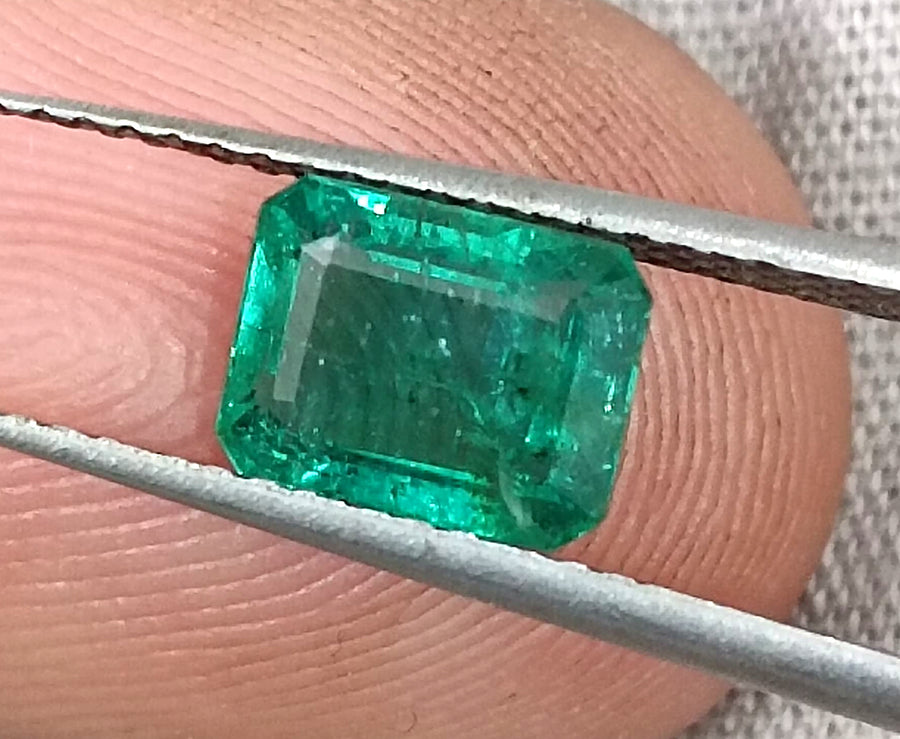 Zambian Emerald 1.27ct Quality Deep green Natural Emerald Cut Gemstone