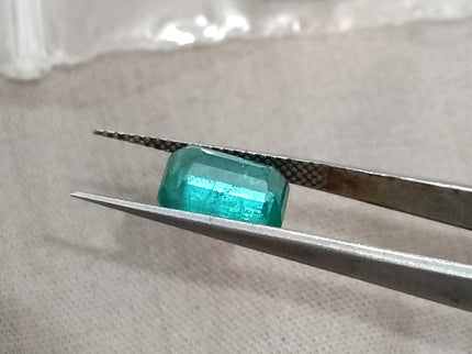 Natural Emerald 1.87ct Zambian SGL Certified Medium Bluish Green Octagon Cut Minor Oiled Loose Gemstone