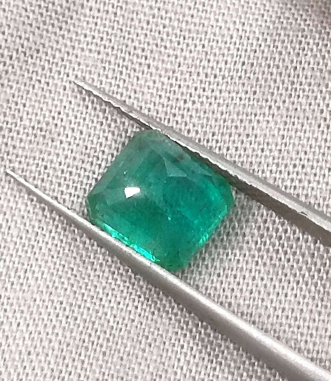 Zambian Emerald 2.67ct Certified Natural Medium Deep Green Octagon Cut Minor Oiled Loose Gemstone