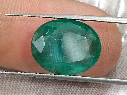 Natural Zambian Emerald 6.54ct Medium Deep Forest Green Oval Cut Big Size Gemstone