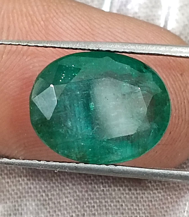 Natural Zambian Emerald 6.54ct Medium Deep Forest Green Oval Cut Big Size Gemstone