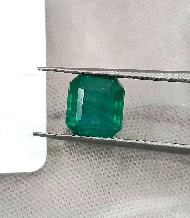 Zambian Emerald 1.87ct Natural Certified Deep Green Octagon Cut Gemstone