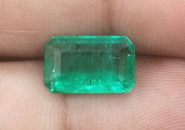 2.99ct GSI USA Certified Medium Deep Green Colombian Emerald Minor Oiled Loose Gemstone
