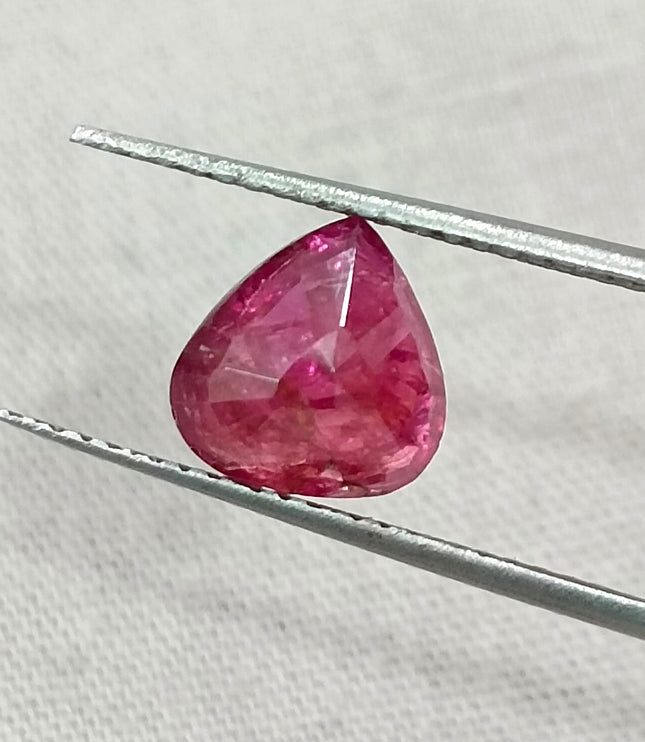 Mozambique Ruby 2.43ct Certified Natural Untreated Pear Cut Loose Gemstone