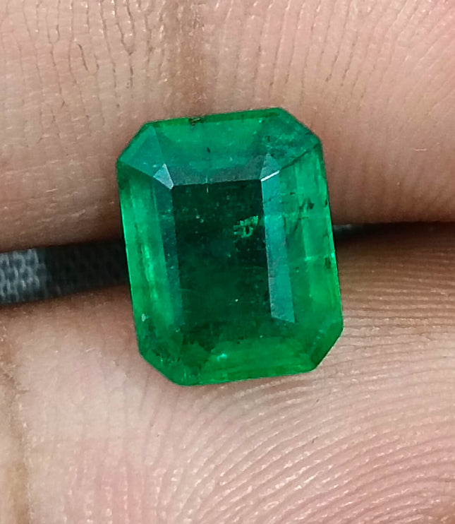 Zambian Emerald 2.40ct Alpine Green Certified Natural Octagon Cut Loose Gemstone