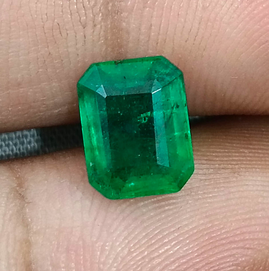 Zambian Emerald 2.40ct Alpine Green Certified Natural Octagon Cut Loose Gemstone