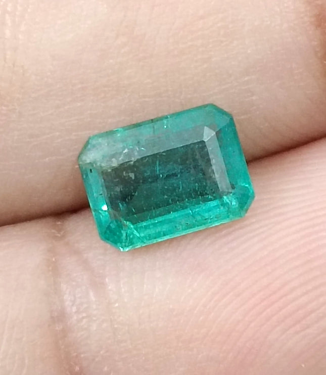 1.45ct Natural Emerald Medium Green Zambian Octagon Cut Loose Gemstone