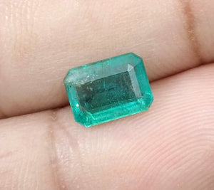 1.45ct Natural Emerald Medium Green Zambian Octagon Cut Loose Gemstone