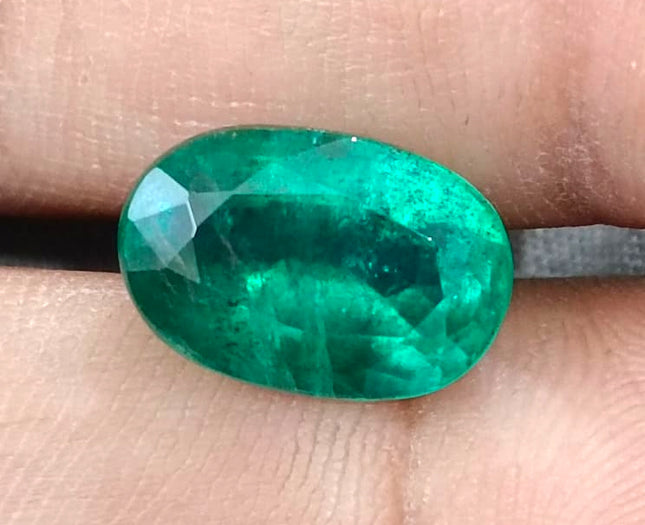 Natural Emerald 5.67ct Deep Green Zambian Origin Oval Cut Minor Oiled Loose Gemstone