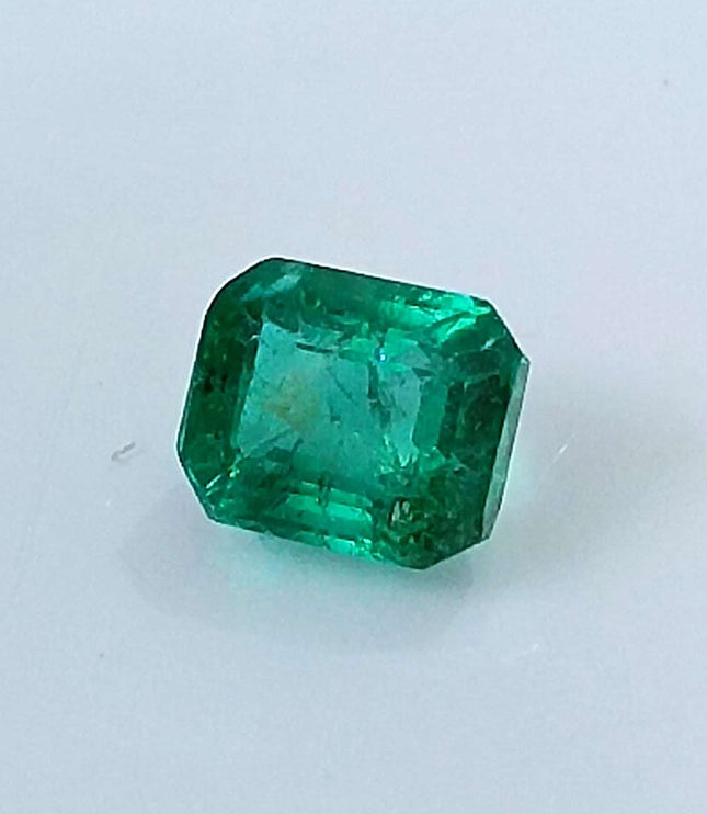 Certified 1.29ct Zambian Natural Emerald, Excellent Luster, Minor Oiled Stone