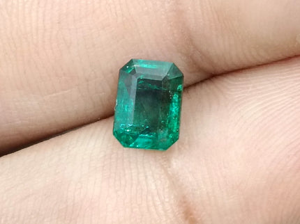 1.58ct Natural Emerald Deep Green Zambian Octagon Cut Loose Gemstone