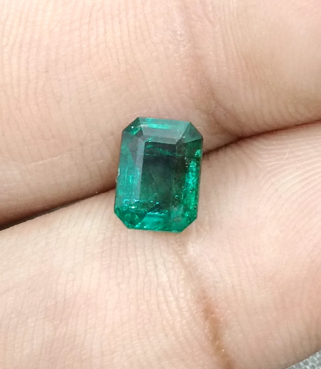 1.58ct Natural Emerald Deep Green Zambian Octagon Cut Loose Gemstone