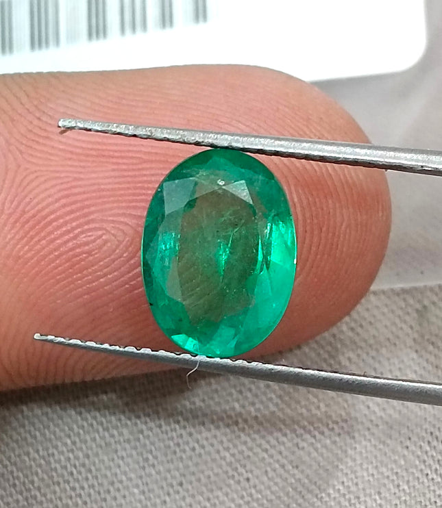 2.68ct Natural Emerald GSI Certified Medium Green Oval Cut Stone