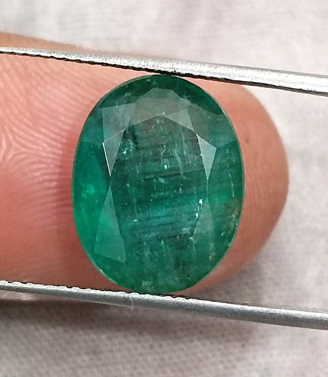 Natural Zambian Emerald 6.54ct Medium Deep Forest Green Oval Cut Big Size Gemstone