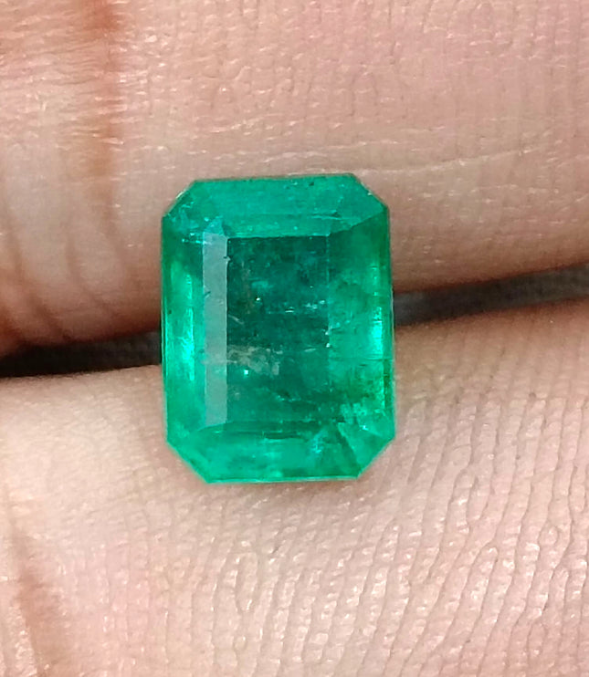 2.85ct Zambian Emerald, Certified Natural Medium Deep Green Octagon Cut Gemstone