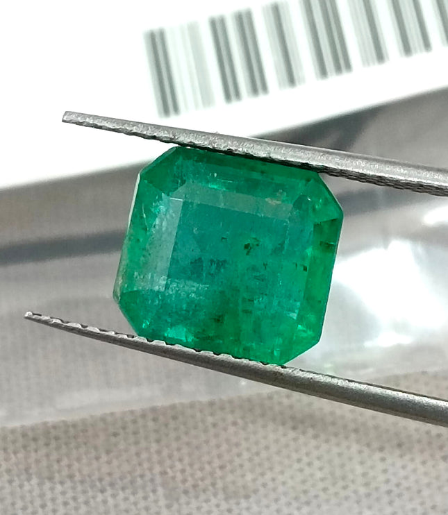 Zambian Emerald 3.13ct Certified Natural Medium Green Octagon Cut Loose Gemstone