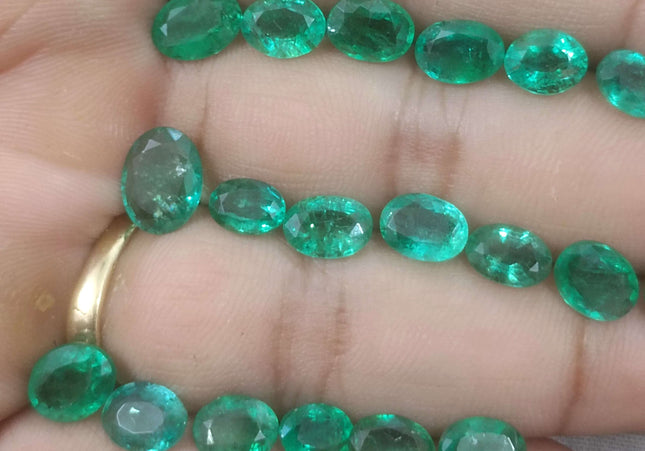 24.31ct Medium to Vivid Green Natural Zambian Emerald Parcel Minor Oiled Loose Gemstones