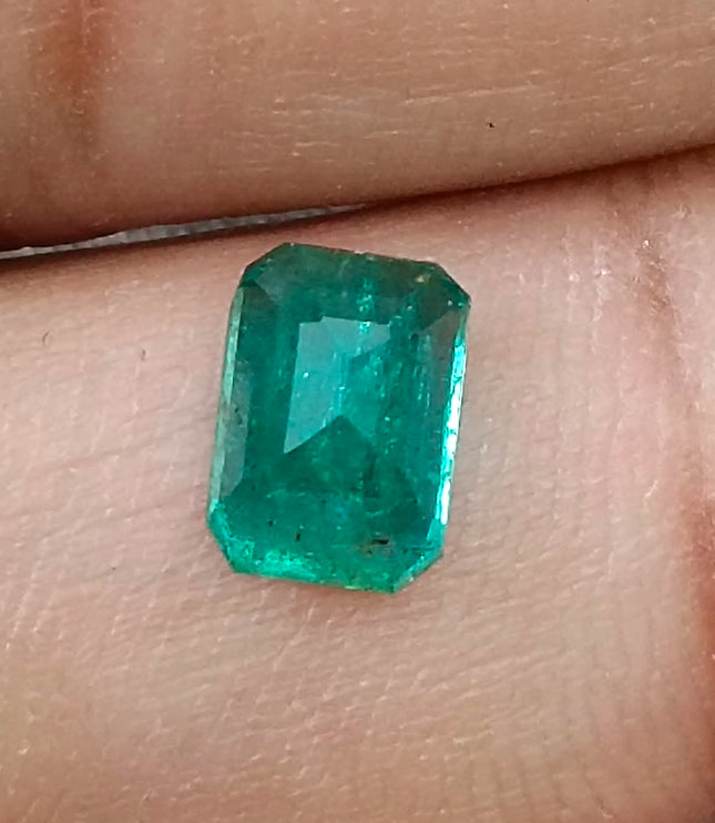1.72ct Natural Emerald Medium Intense Green GSI Certified Octagon Cut Gemstone