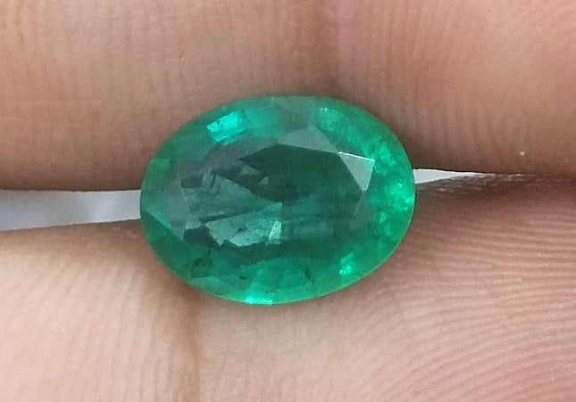2.52ct GSI USA Certified Deep Green Zambian Emerald Minor Oiled Loose Gemstone