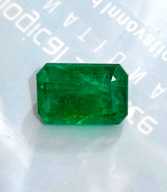 Huge Emerald Natural 11.10ct Certified Zambian Vivid Deep Green Octagon Cut Gemstone