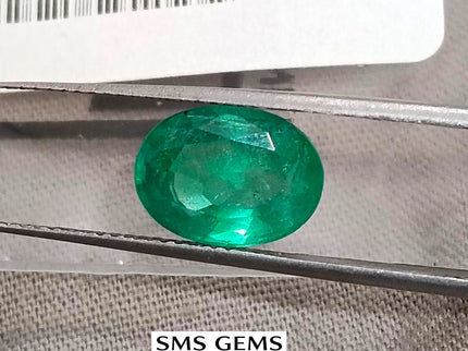 2.68ct Natural Emerald GSI Certified Medium Green Oval Cut Stone