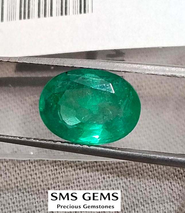 2.68ct Natural Emerald GSI Certified Medium Green Oval Cut Stone