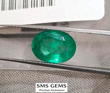 2.68ct Natural Emerald GSI Certified Medium Green Oval Cut Stone