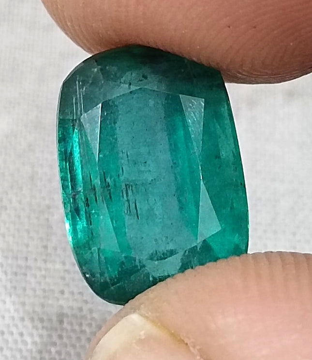 Zambian Emerald 7.34ct Deep Green Cushion Cut Natural Loose Stone