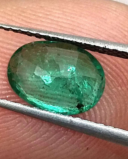 GSI Certified 1.24ct Vivid Green Oval Cut Zambian Emerald Minor Oiled Loose Gemstone
