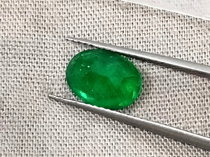 Emerald Natural 1.41ct Certified Deep Vivid Green Oval Cut Loose Gemstone