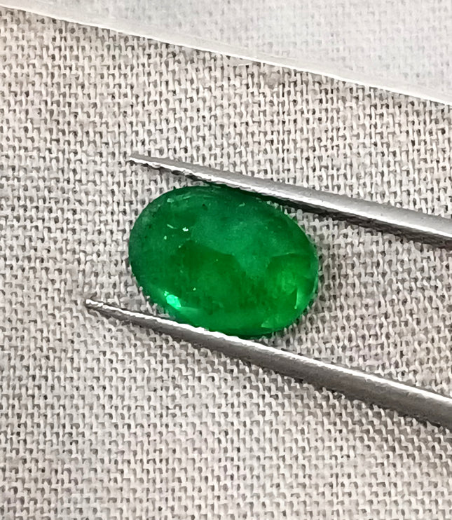 Emerald Natural 1.41ct Certified Deep Vivid Green Oval Cut Loose Gemstone