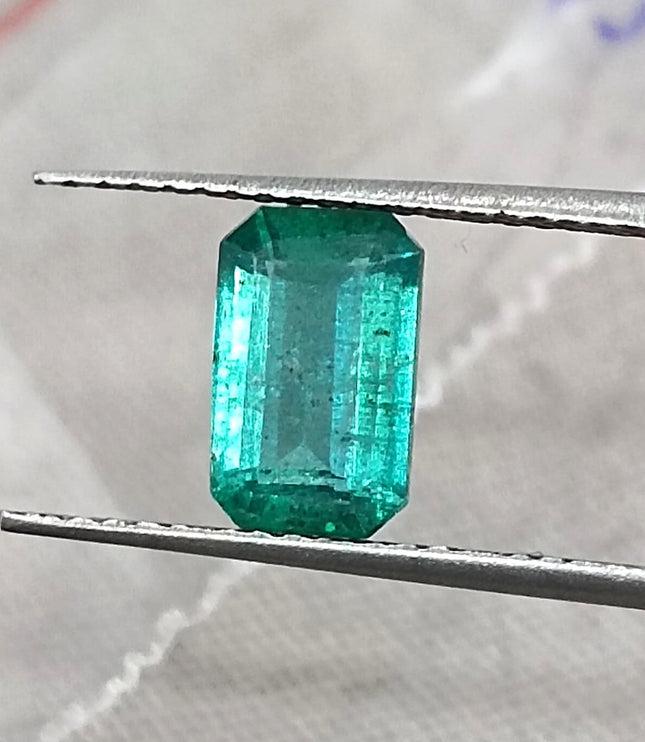 Zambian Emerald 1.32ct Natural SGL Certified Medium Bluish Green Octagon Cut Loose Gemstone Minor Oil
