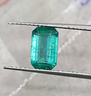 Zambian Emerald 1.32ct Natural SGL Certified Medium Bluish Green Octagon Cut Loose Gemstone Minor Oil