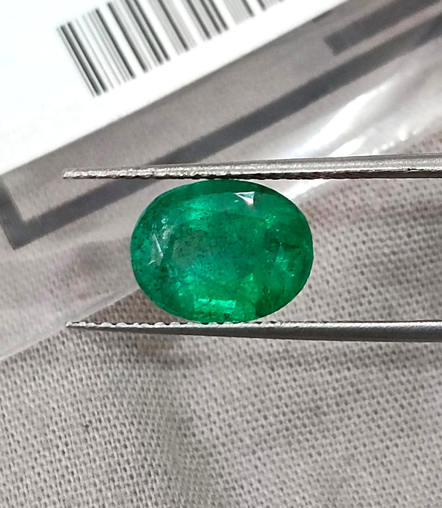 Zambian Emerald 2.76ct Certified Natural Deep Golden Green Oval Cut Loose Gemstone