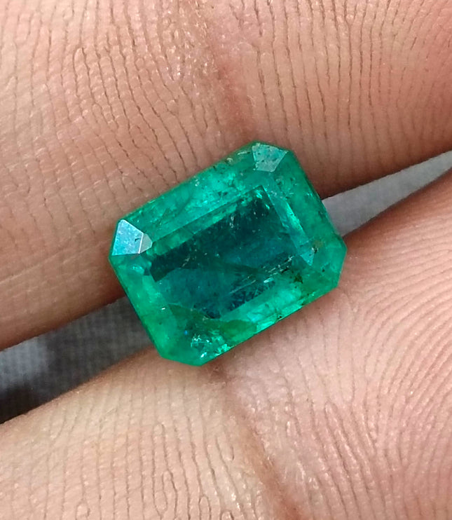 3.03ct Zambian Emerald, Certified Medium Green Octagon Cut Loose Gemstone