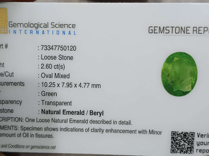 Panjshir Emerald 2.60ct Certified Natural Sea Green Stone