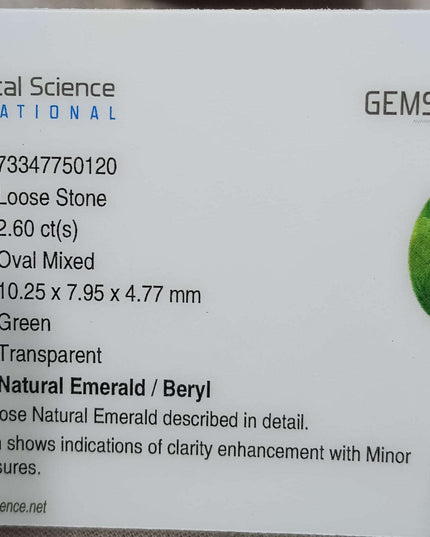 GSI Certified 2.60ct Sea Green Oval Cut Natural Panjshir Emerald Minor Oiled Loose Gemstone