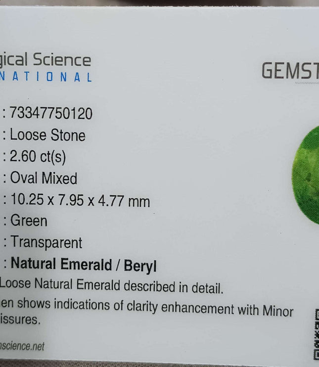 Panjshir Emerald 2.60ct Certified Natural Sea Green Stone