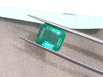 2.17ct Natural Emerald Medium Light Green Zambian Octagon Cut Stone